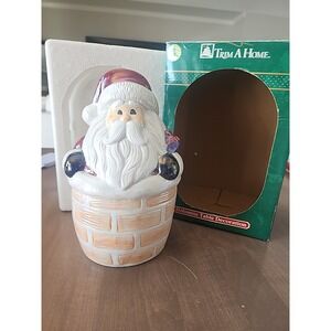 Vtg Trim A Home Dolomite Table‎ Top Decoration Santa Climbing Up Chimney KMart
